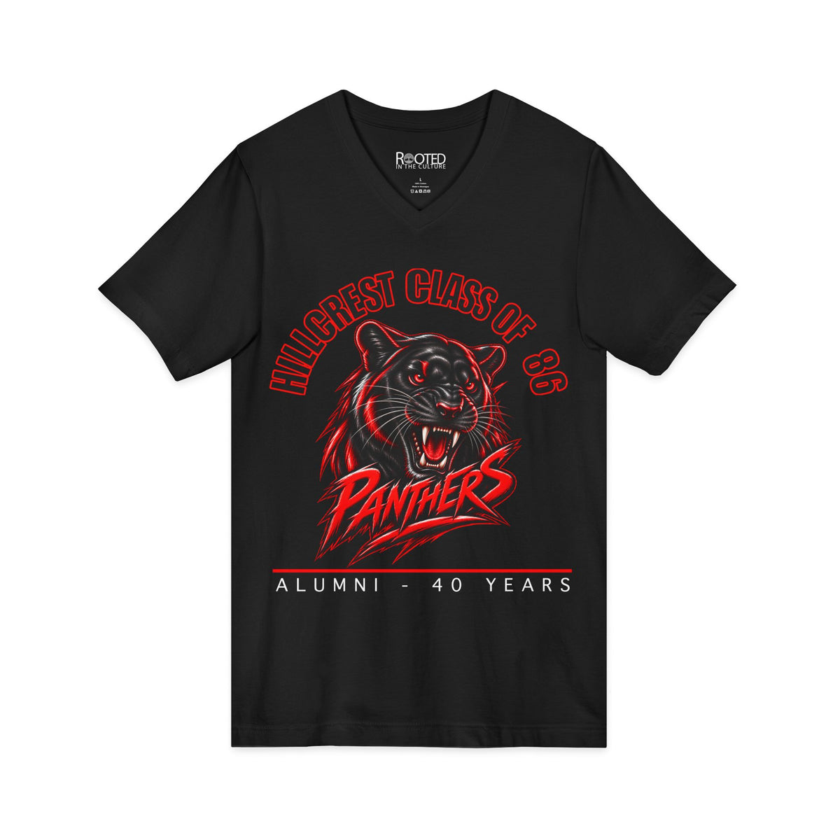 Hillcrest Panthers Alumni V-Neck Tee — Highest Class of ’86 40-Year Reunion Shirt