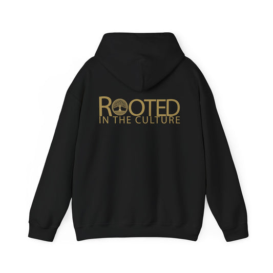 Rooted in the Culture® Unisex Signature Logo Hoodie – Black/Gold