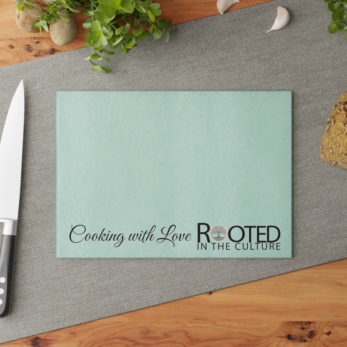 Cooking with Love Rooted in the Culture® Glass Cutting Board