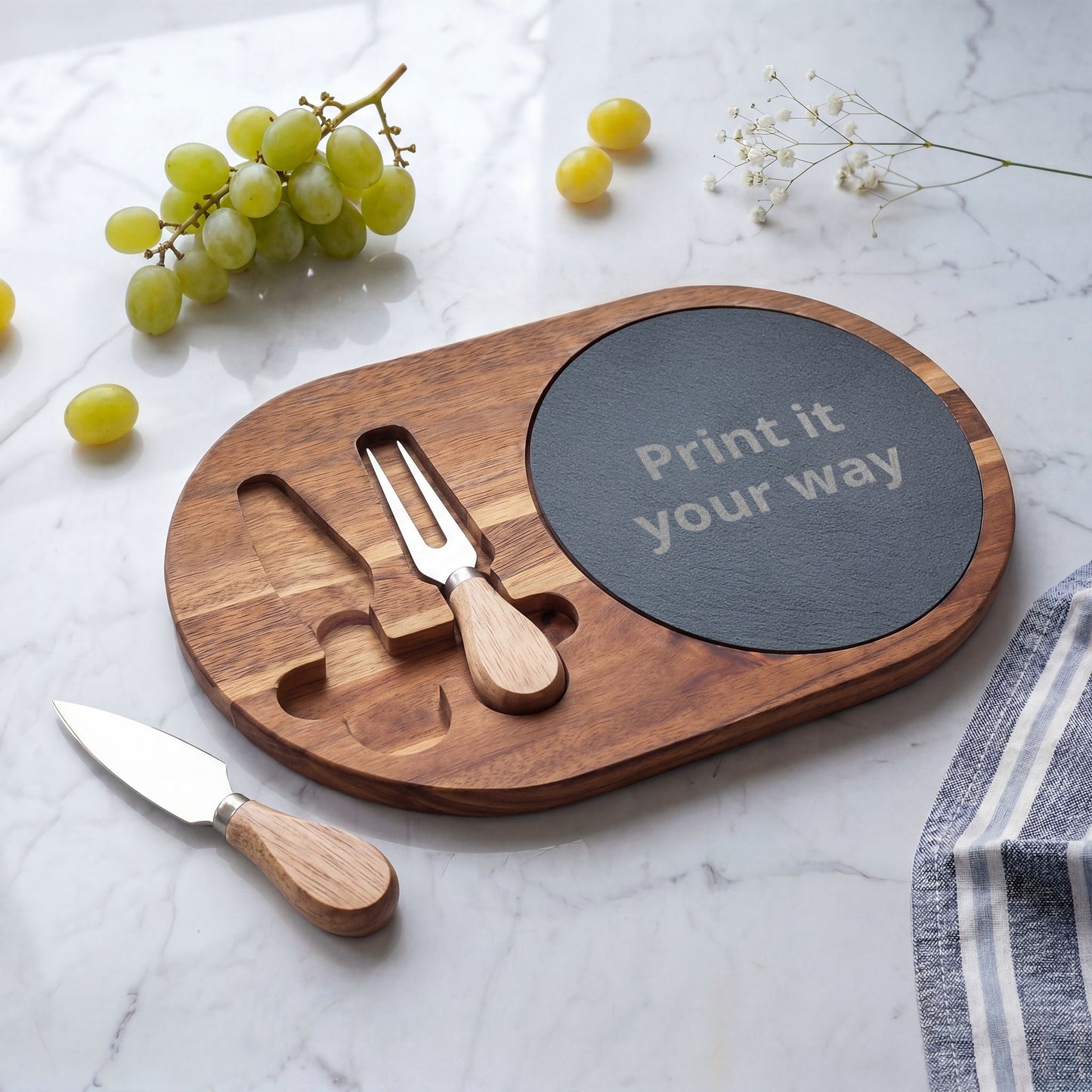 Engraved Tree of Life Charcuterie Board with Cheese Knife Set