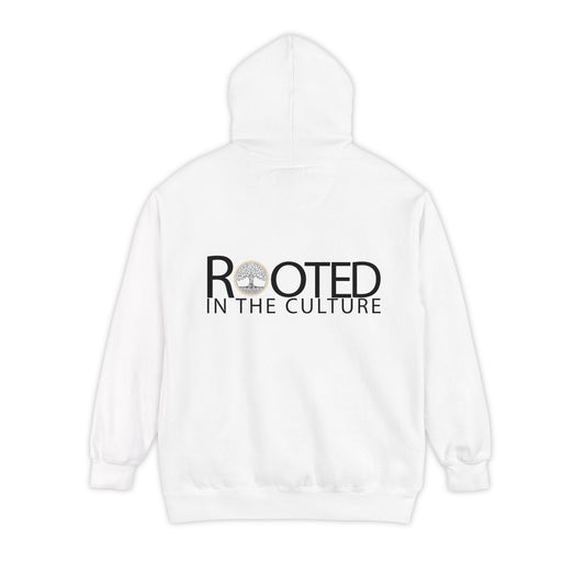 Rooted in the Culture® Unisex Signature Logo Hoodie – White/Black & Gold
