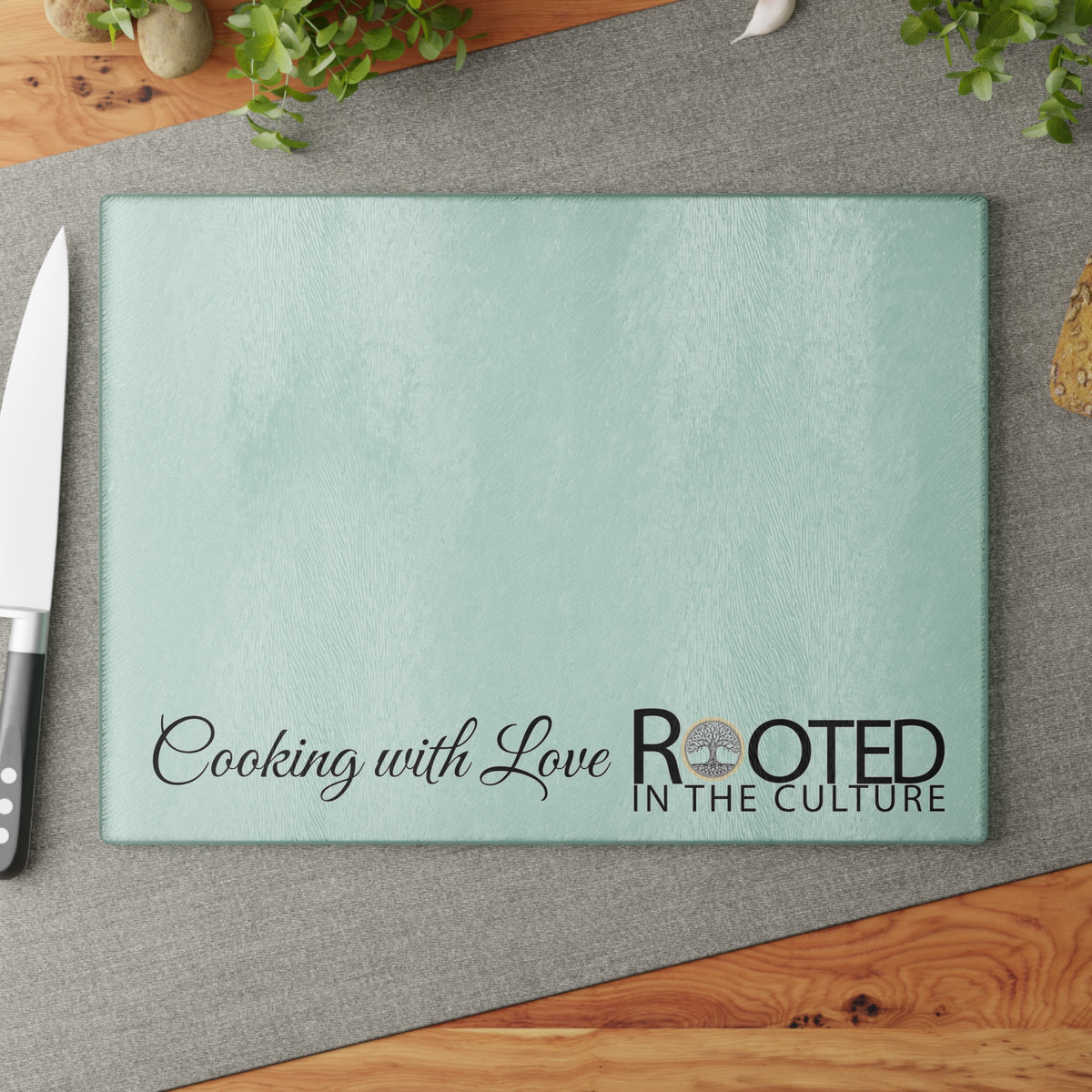 Cooking with Love Rooted in the Culture® Glass Cutting Board