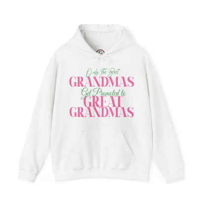 Only The Best Grandmas Get Promoted Pink and Green Hoodie