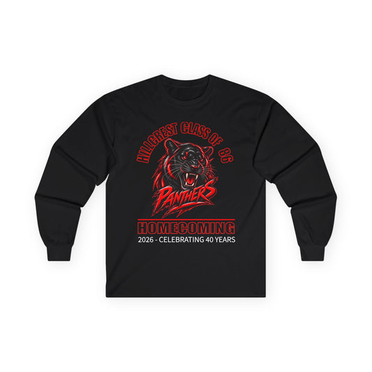 Hillcrest Panthers Homecoming Class of '86 Long Sleeve Tee — 40 Year Reunion Shirt